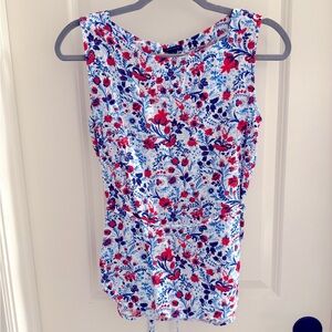 Ann Taylor Floral Tank Top - Red and Blue